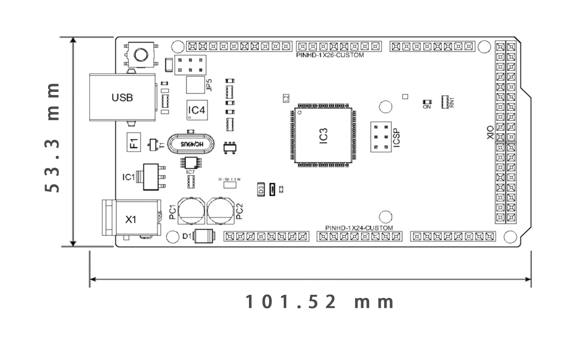 Arduino Mega 2560 Rev3 Dimensions Specifications